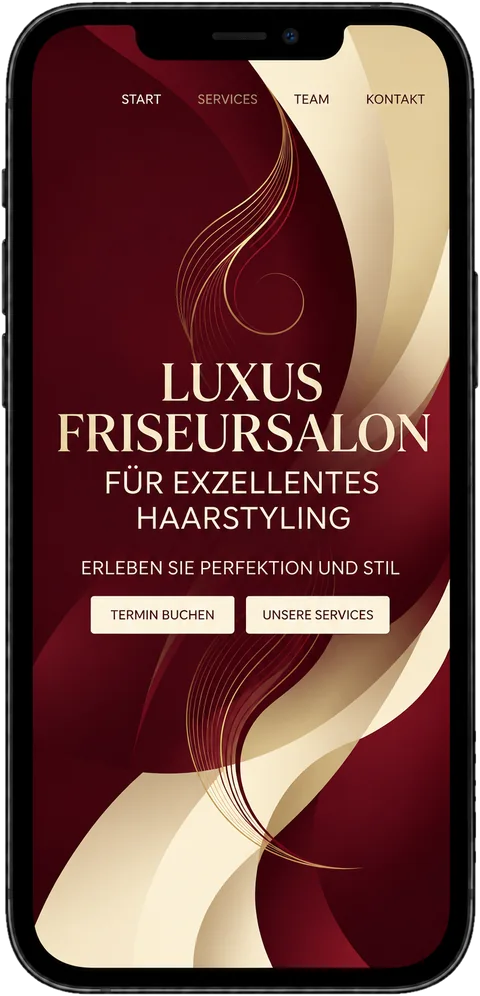Entwurf einer Friseursalon-Website auf dem Smartphone